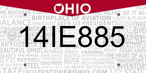 14IE885 Ohio License Plate