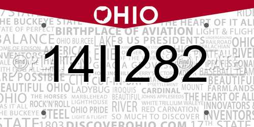 14II282 Ohio License Plate