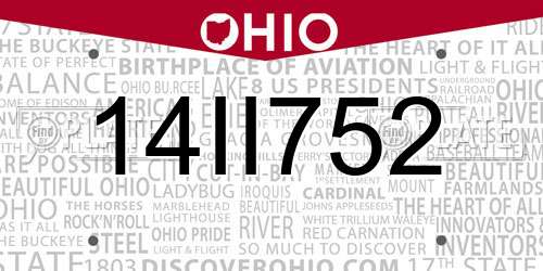 14II752 Ohio License Plate