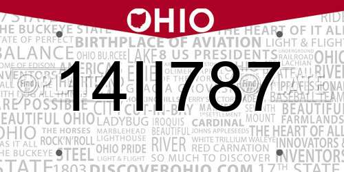 14II787 Ohio License Plate