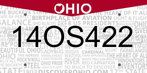 14OS422 Ohio License Plate