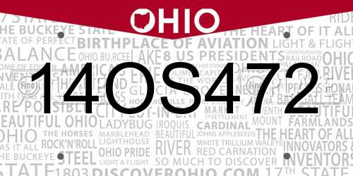 14OS472 Ohio License Plate