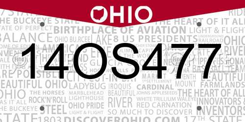 14OS477 Ohio License Plate