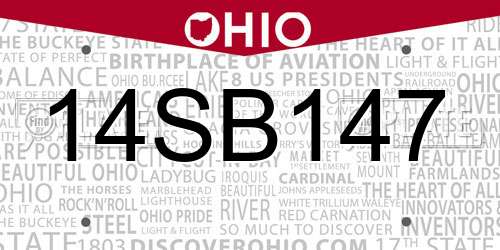 14SB147 Ohio License Plate