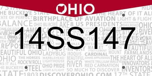 14SS147 Ohio License Plate