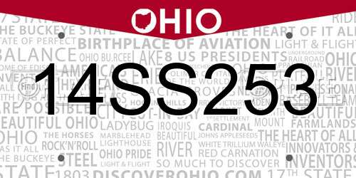 14SS253 Ohio License Plate