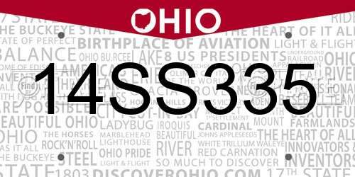 14SS335 Ohio License Plate