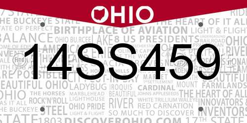 14SS459 Ohio License Plate