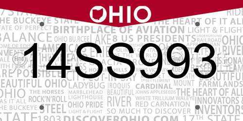 14SS993 Ohio License Plate