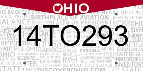 14TO293 Ohio License Plate
