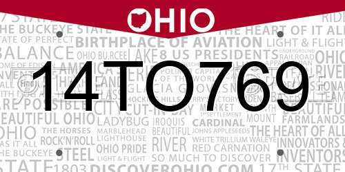 14TO769 Ohio License Plate