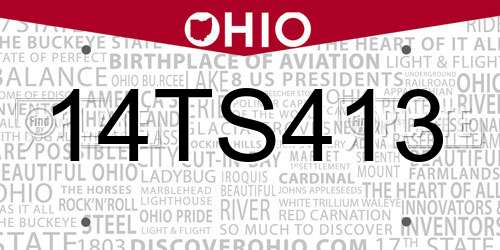 14TS413 Ohio License Plate