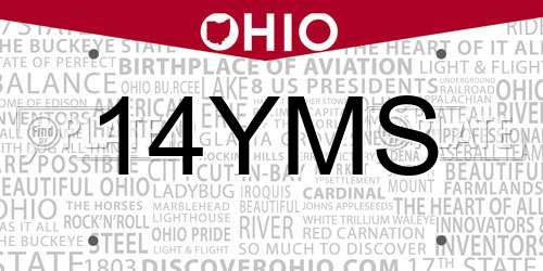 14YMS Ohio License Plate