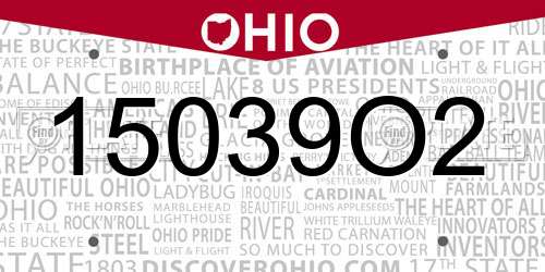 15039O2 Ohio License Plate