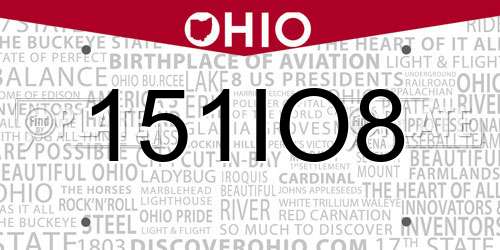 151IO8 Ohio License Plate