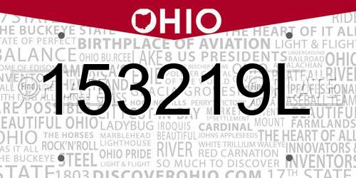 153219L Ohio License Plate