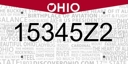 15345Z2 Ohio License Plate