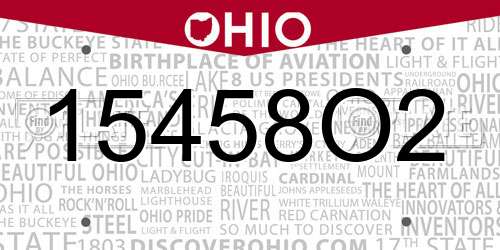 15458O2 Ohio License Plate