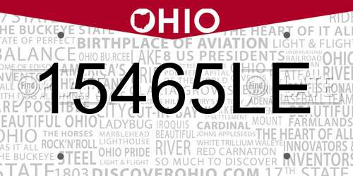 15465LE Ohio License Plate