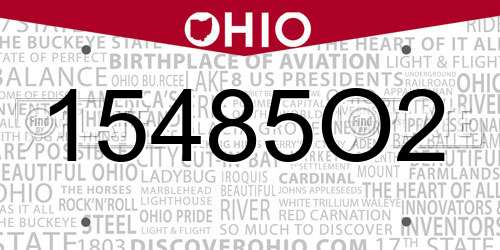 15485O2 Ohio License Plate