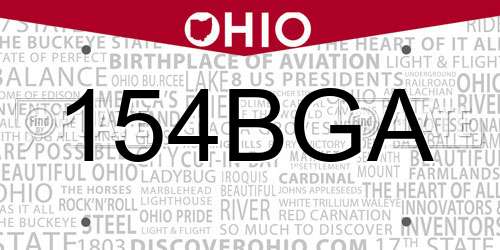 154BGA Ohio License Plate