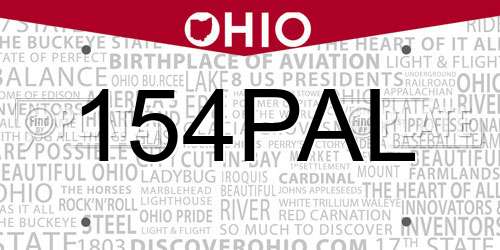 154PAL Ohio License Plate