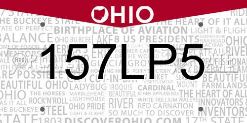 157LP5 Ohio License Plate