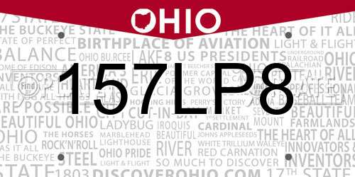 157LP8 Ohio License Plate