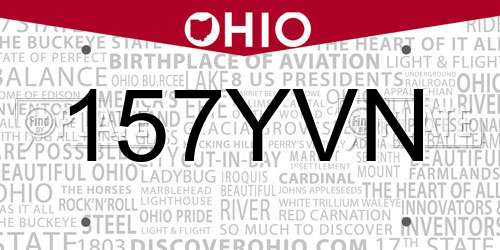 157YVN Ohio License Plate