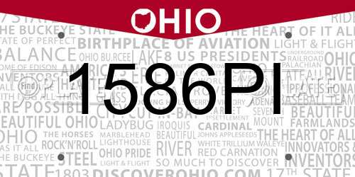 1586PI Ohio License Plate