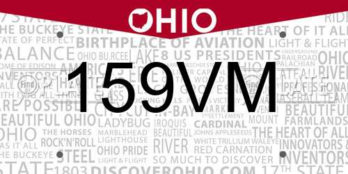 159VM Ohio License Plate