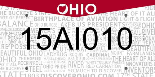 15AI010 Ohio License Plate