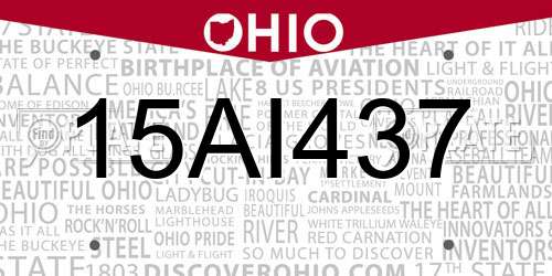 15AI437 Ohio License Plate