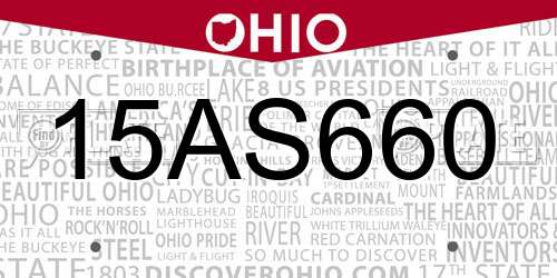 15AS660 Ohio License Plate