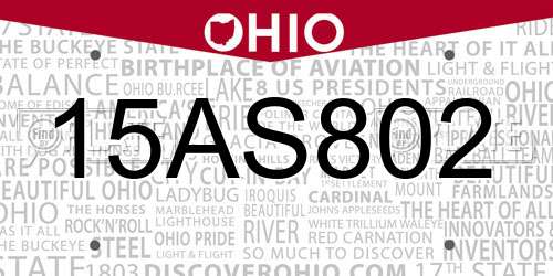 15AS802 Ohio License Plate