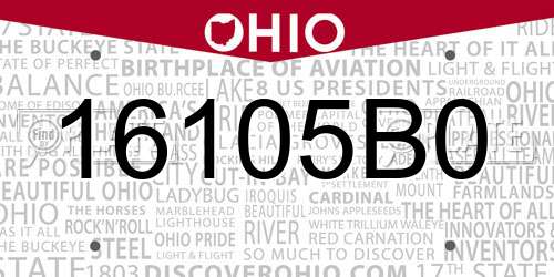 16105B0 Ohio License Plate