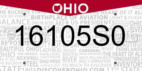 16105S0 Ohio License Plate