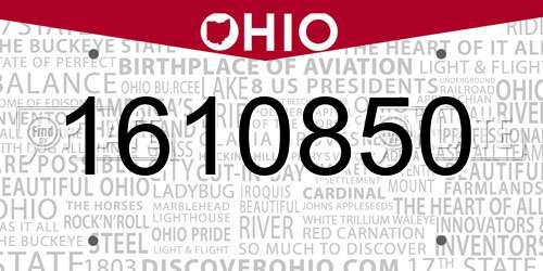 1610850 Ohio License Plate