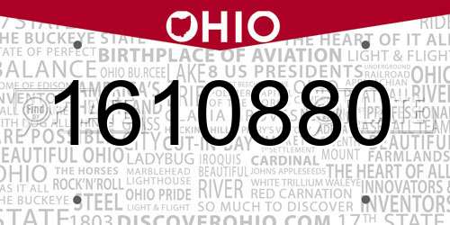 1610880 Ohio License Plate