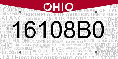16108B0 Ohio License Plate