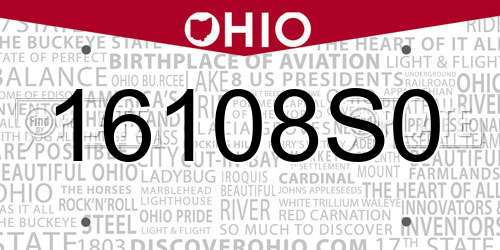 16108S0 Ohio License Plate
