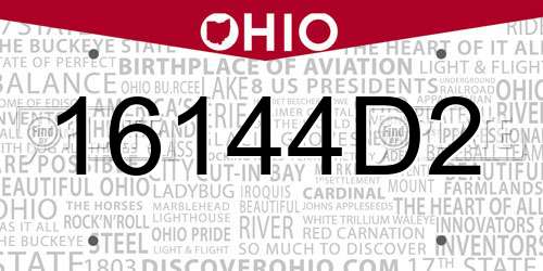16144D2 Ohio License Plate