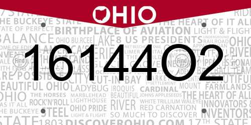 16144O2 Ohio License Plate