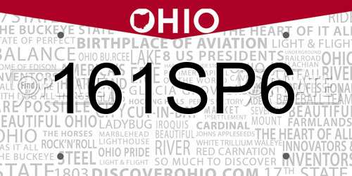 161SP6 Ohio License Plate