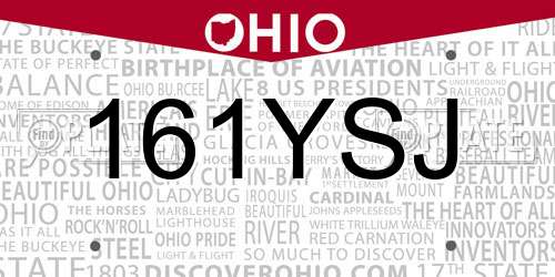 161YSJ Ohio License Plate