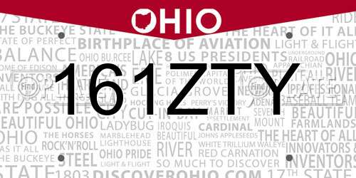 161ZTY Ohio License Plate
