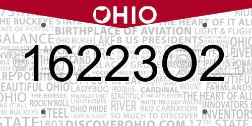 16223O2 Ohio License Plate