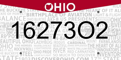 16273O2 Ohio License Plate