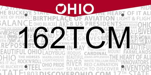 162TCM Ohio License Plate