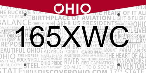 165XWC Ohio License Plate